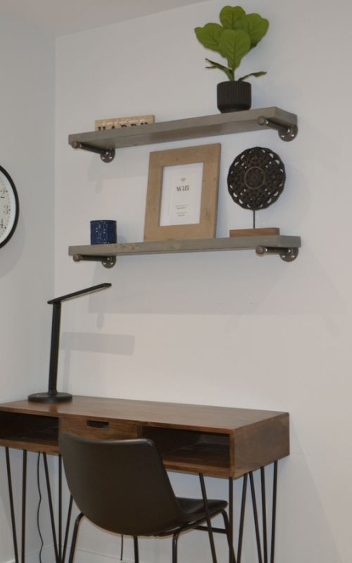 Basement storage area with custom shelving