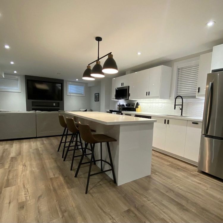 Renovated open-concept living space in Alliston