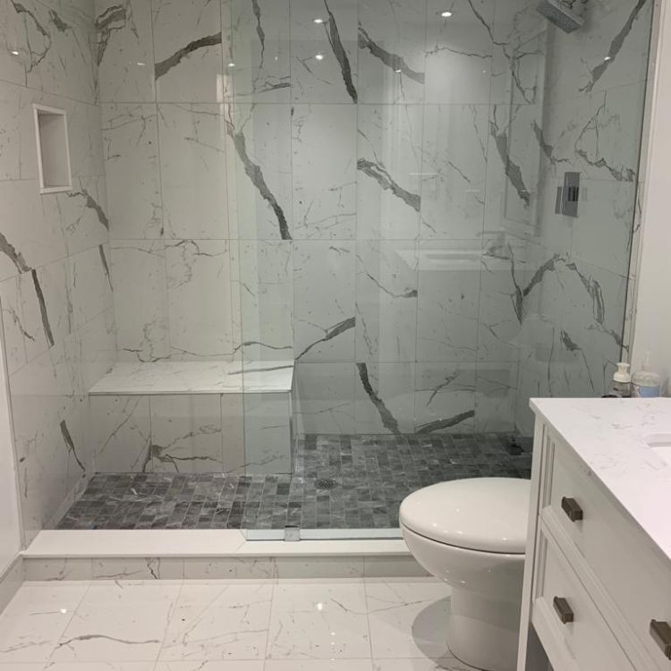 Freestanding bathtub in renovated ensuite bathroom